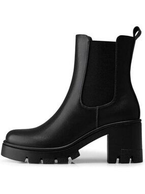 Women's Chelsea Ankle Boots 2.91 Inches Chunky Heels Platform Short Boot Black